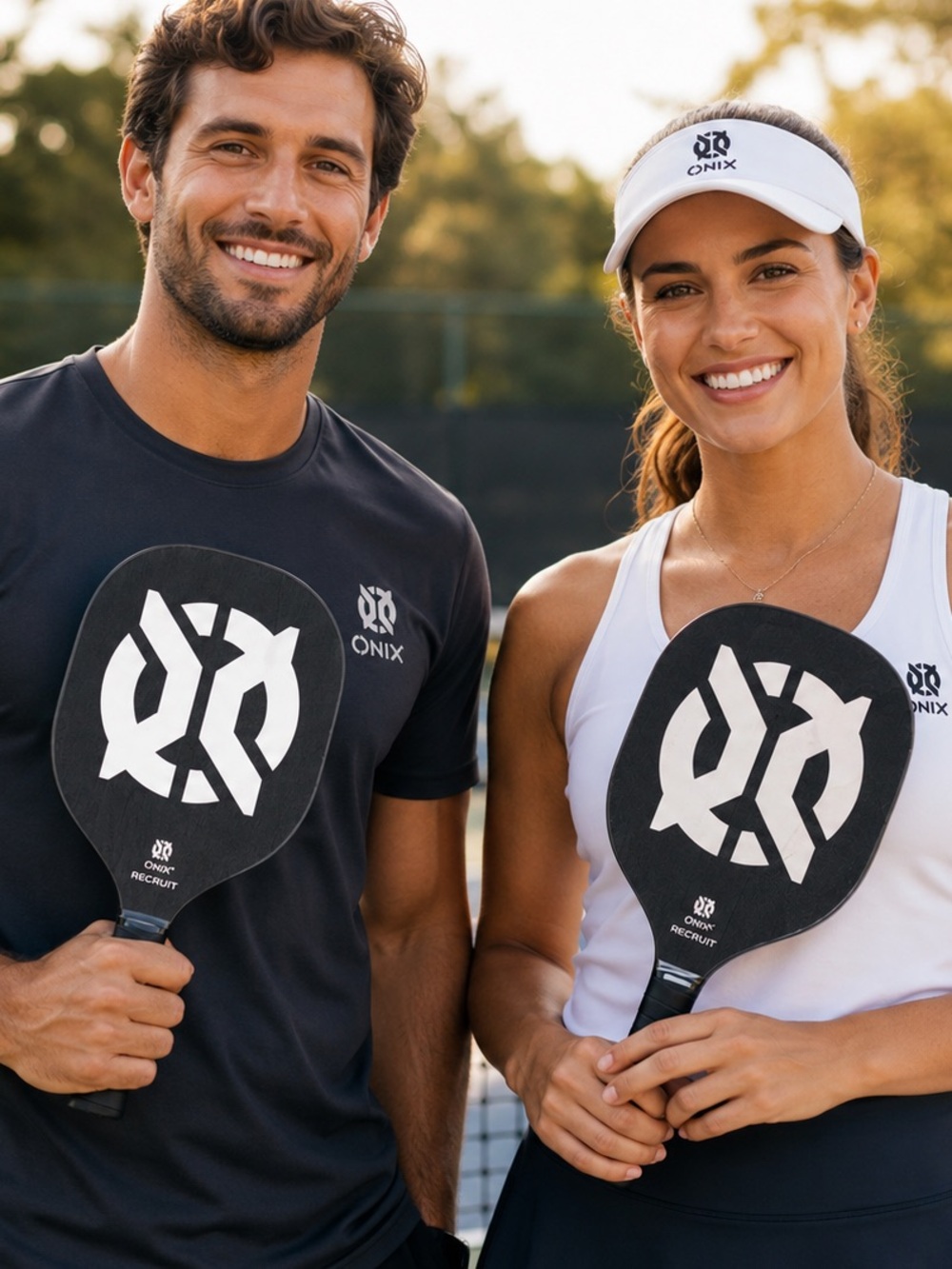 ONIX Recruit Wooden Pickleball Paddle Set - 2 Black White Beginner Training NWOT